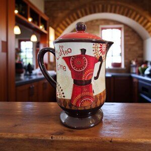 Vintage Ceramic Coffee Pot Mug with Lid